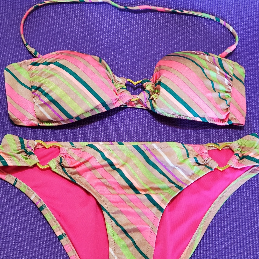 Victorias Secret 2 Piece Heart & Stripes Bikini